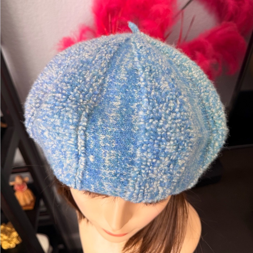 Blue Ombré Knit Beret - Picture 6 of 8